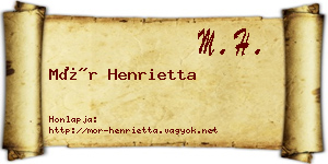 Mór Henrietta névjegykártya
